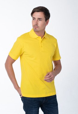 Мужская рубашка ПОЛО с эластаном жёлтая