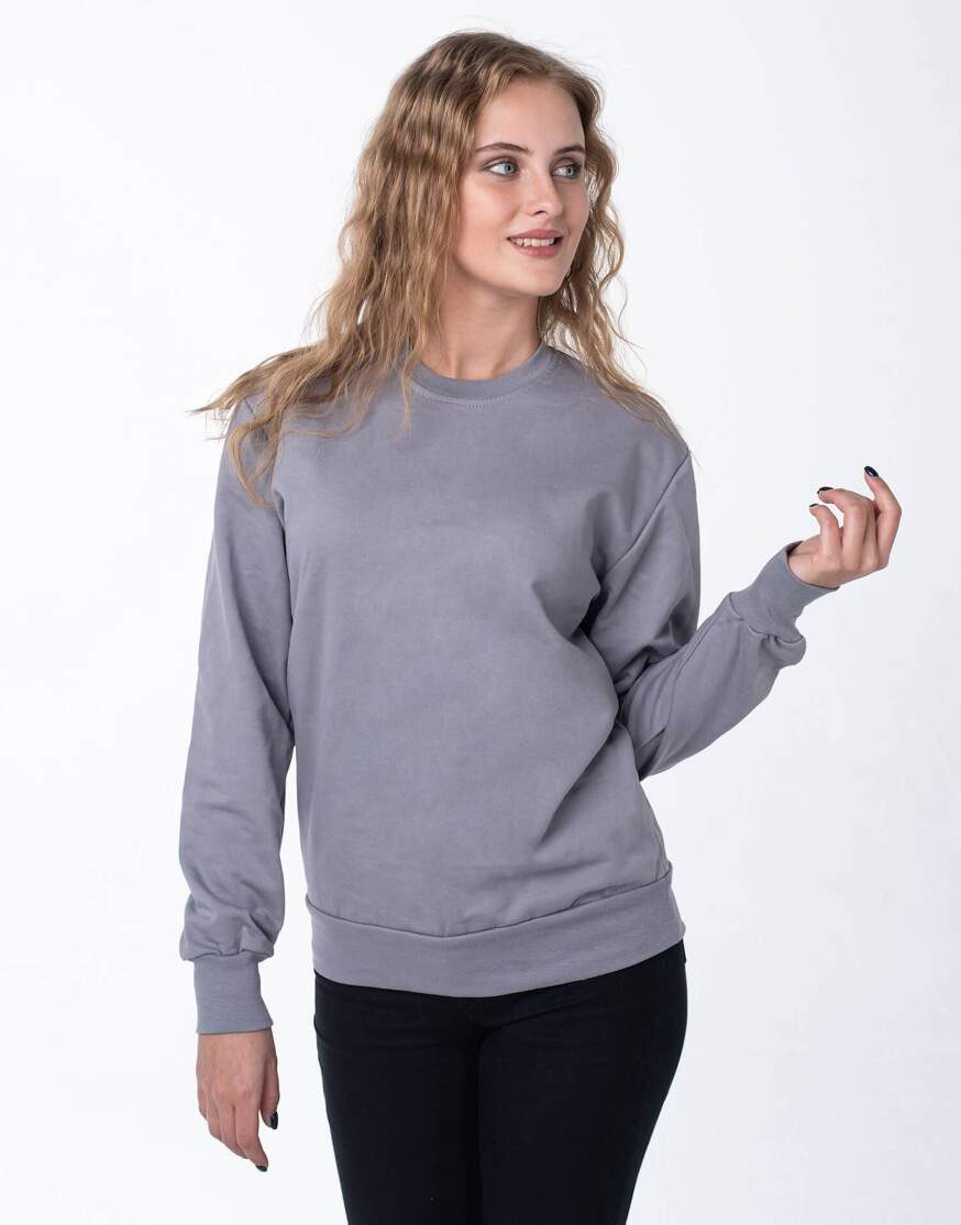 Светло-серый женский свитшот оптом